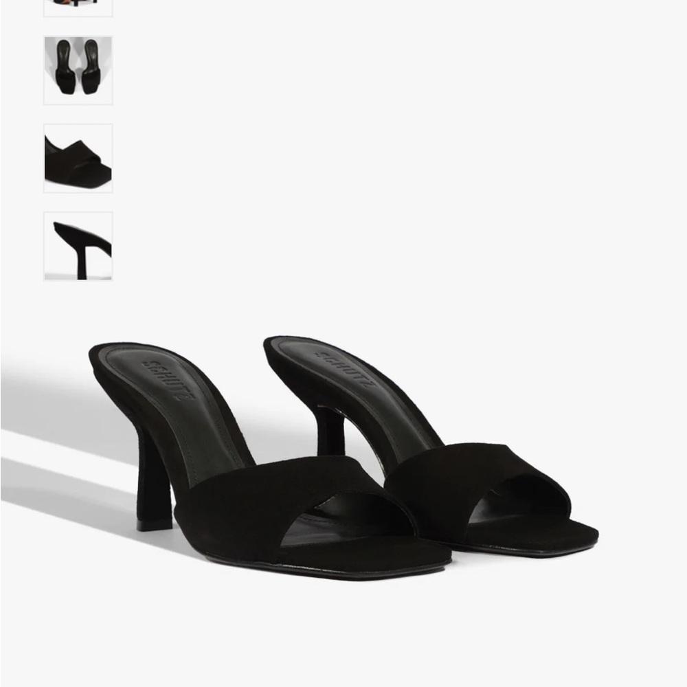 NWT Schutz Posseni Mule Heels in Black Suede